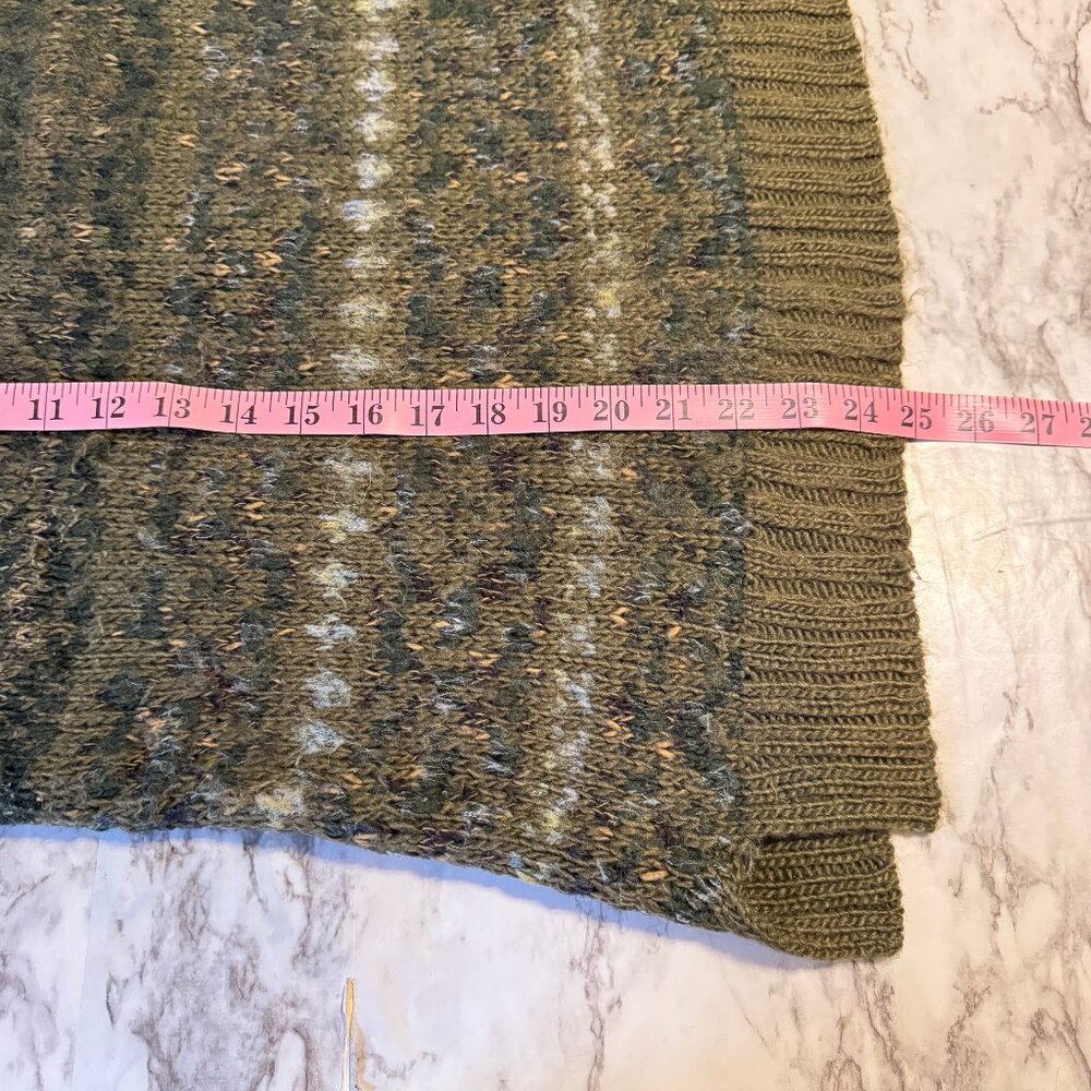 FREE PEOPLE Snow Bunny Oversized Green Cap Sleeve Fair Isle Cowl Neck Sw… - Picture 7 of 7